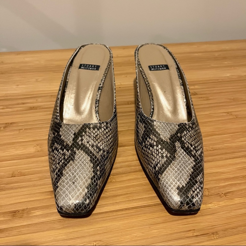 Heeled Mules Snakeskin Mules Heels Vintage - Picture 2 of 5